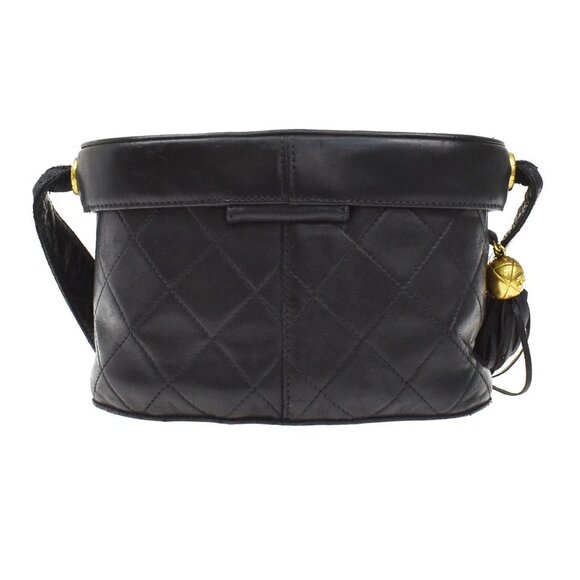 CHANEL CC Logo Matelasse Tassel Shoulder Vanity Bag Leather Black Italy 95KB241 - Picture 4 of 16